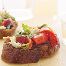 Roasted Pepper, Feta, and Basil Bruschetta