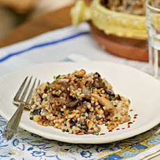 Risotto-Style Fregula with Mushrooms, Abbamele, and Goat Cheese (Fregula kin Antunna e Crapinu)