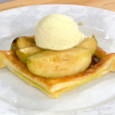 Flambeed Cinnamon Pears in Voul-Au-Vents with Cardamom Ice Cream