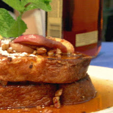 White Peach-Bourbon French Toast with White Peach-Pecan Maple Syrup