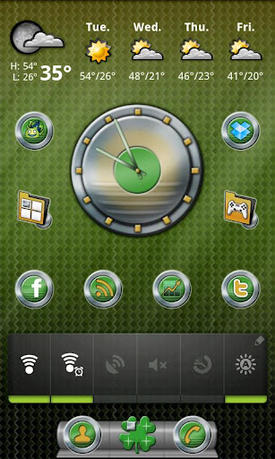 Metal Buttons:Green Clock