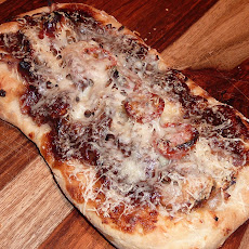 BBQ Pork Pizza with Caramelized Onions and Roasted Tomatoes
