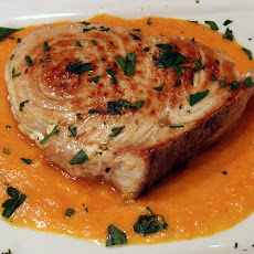 Seared Swordfish with Tomato-Saffron Coulis