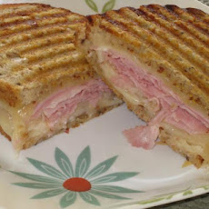 Grilled Ham and Cheese Sandwich With Fresh Pears