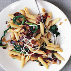 Penne with Radicchio, Spinach, and Bacon