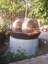 Traditional Oil Refinery Grinding Stones Display