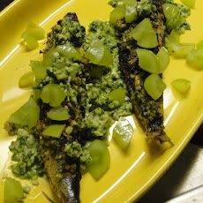 Twice Cooked Sardines and Green Grape Gremolata