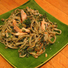 Smoked Trout Salad with Kale, Edamame and Lemon Sesame Cream