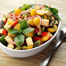 Mediterranean Chopped Salad with Tomatoes, Peppers, Feta, and Basil