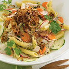 Chicken Pasta Salad with Fried Shallots