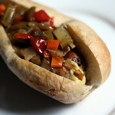 Dinner Tonight: Italian Sausage with Caramelized Onions, Mustard, and Giardineria