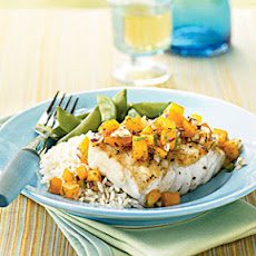 Halibut with Persimmon Tomato and Dill Relish