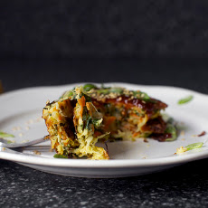 Japanese Vegetable Pancakes [Okonomiyaki] with Cabbage, Kale and Carrots