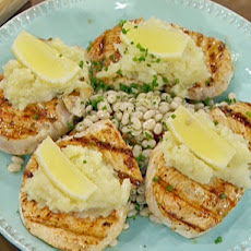 Grilled Swordfish with White Bean Relish and Potato Skordalia