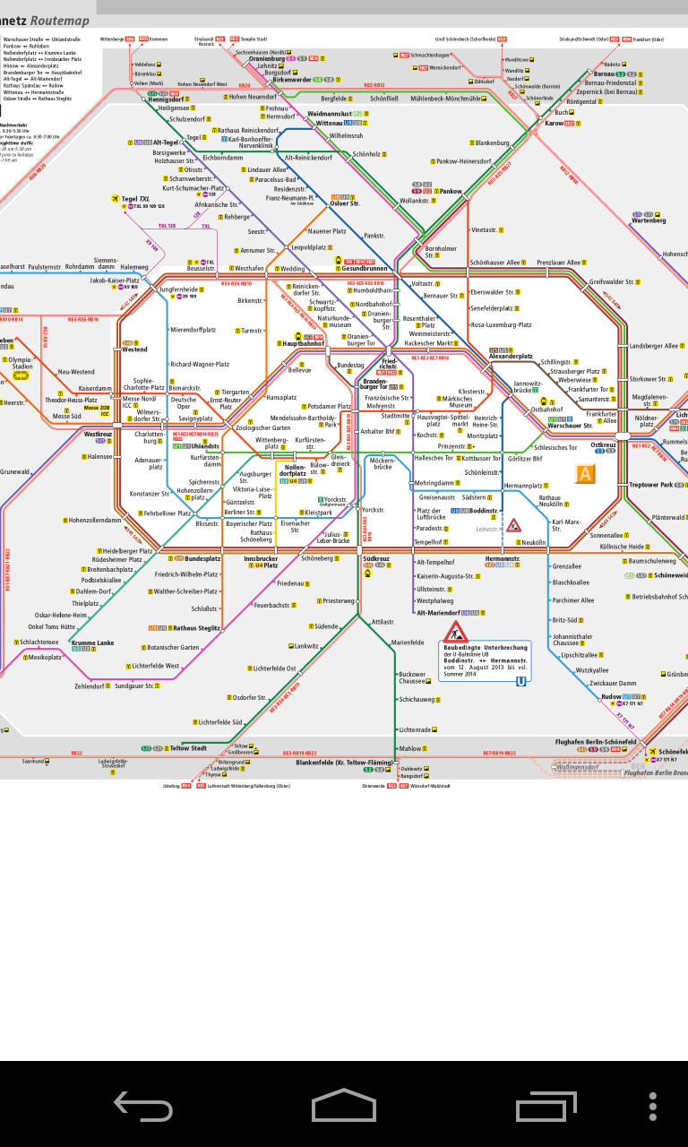 Android application Berlin subway route network screenshort
