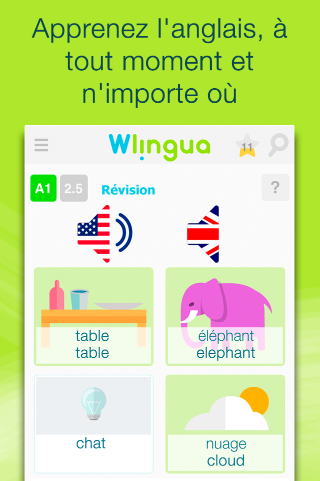 Android application Wlingua - Learn English screenshort