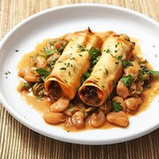 Sweet Potato and Mushroom Cannelloni with Braised Escarole and Butter Beans (Vegan)