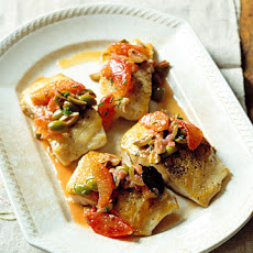 Striped Sea Bass with Blood Oranges and Olives