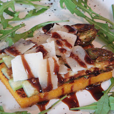 Grilled Polenta with Aparagus, Parmesan and Balsamic Glaze