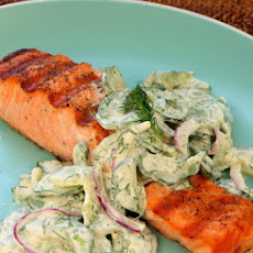 Grilled Salmon with Creamy Cucumber-Dill Salad