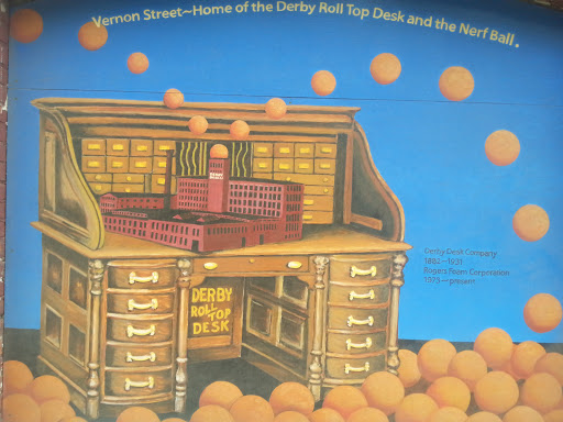 Derby Desk and Nerf Ball Factory Mural