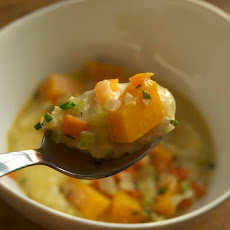 Butternut Squash Ragu with Smoky Bacon & Green Onion Polenta