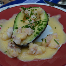 Avocado Cups with Lobster and Grapefruit Sabayon Cream