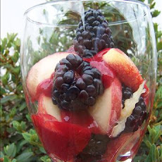 Peach and Blackberry Parfait With Raspberry Coulis