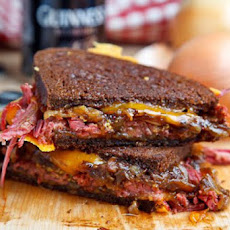 Corned Beef Grilled Cheese Sandwich with Guinness Caramelized Onions