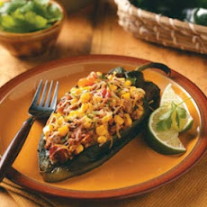 Poblanos Stuffed with Chipotle Turkey Chili Recipe