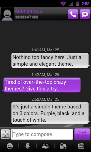 GO SMS THEME - Smooth Purple