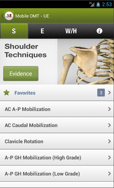 Android application Mobile OMT Upper Extremity screenshort
