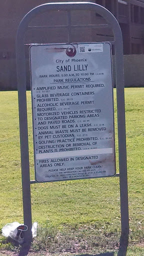 Phoenix, AZ: Sand Lilly Park Regulation Sign