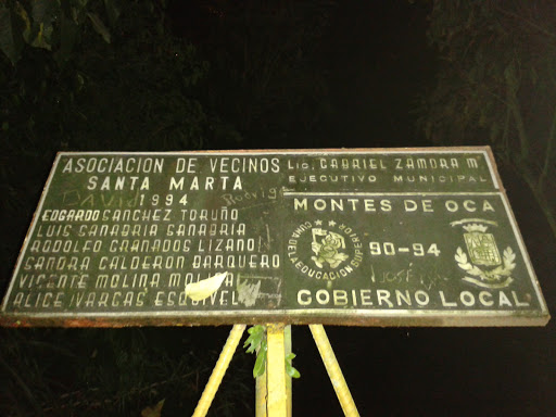 Placa Asociación De Vecinos De Santa Marta - Gobierno Local