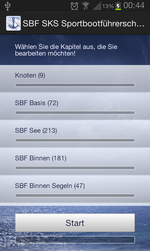 Android application SBF SKS Sportbootführerschein screenshort