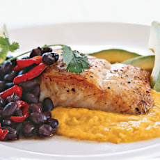 Seared Halibut with Yellow-Pepper Sauce