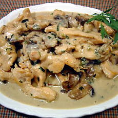 Creamy Tarragon Chicken with Mushrooms and Chevre
