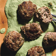 Middle Eastern Bison Meatballs with Cilantro-Yogurt Sauce