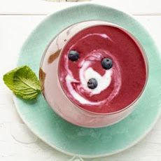 Blueberry and Yogurt Soup with Lime Swirl