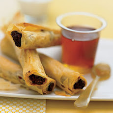 Date and Walnut Phyllo Rolls with Greek Yogurt and Honey