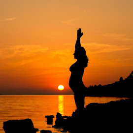 sun child by Darko Kovac - People Maternity ( water, child, maternity, sunset, woman, croatia, pregnant, sea, kaprije )