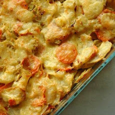 Baked Potatoes, Leeks and Carrots