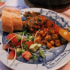 Spiced Chicken Thighs in Tomato Broth With Olives and Chickpeas