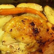 Split Breast of Chicken with roasted Carrots and Potatoes