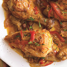 Chicken with Bell Peppers, Smoked Ham, and Paprika