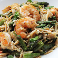 Skillet Shrimp with Orzo, Feta and Asparagus