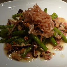 Panctta and Cider Vinegratte Green Beans with Pickled Onions