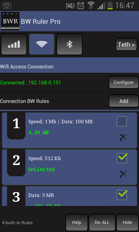 Android application Bandwidth ruler Pro screenshort