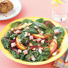 Warm Spinach Salad with Red Onions and Nectarines