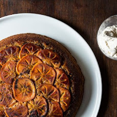 Maple Persimmon Upside-Down Cake with Maple Cream